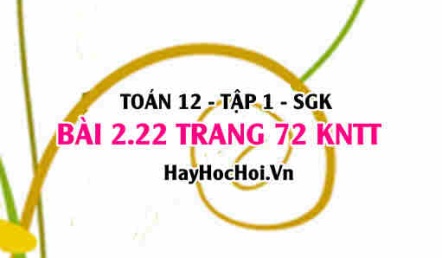 Bài 2.22 trang 72 Toán 12 tập 1 Kết nối tri thức